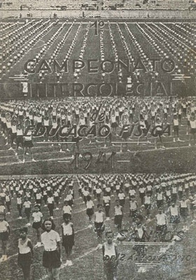  Programa dos Primeiro Jogos Intercolegiais do Estado de São Paulo, realizados em Santos, em 1944, e organizados pelo Departamento de Educação Física do Estado de São Paulo 