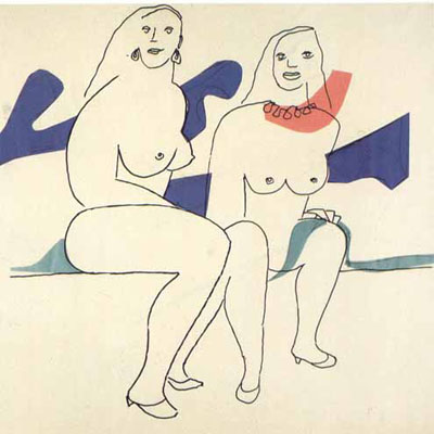  Acima, a serigrafia Duas mulheres sentadas, de Anna Maria Niemeyer 