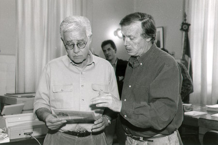  Mario Hamilton (à direita) e o governador do Rio de Janeiro, Moreira Franco, no final dos anos 80 