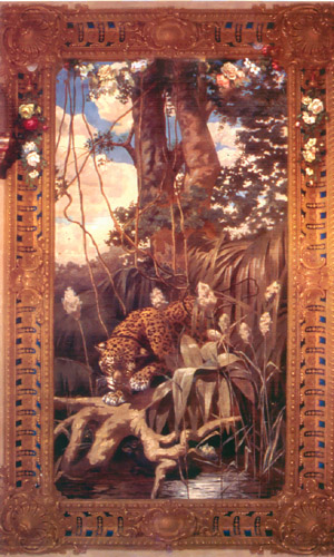  O painel <EM>A onça caçando a capivara</EM> faz parte do Salão Nobre do Teatro Amazonas 