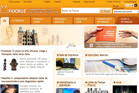  Capa do novo Portal Fiocruz, lançado em maio de 2012 