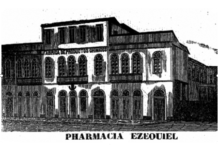  Recorte de anúncio publicado no <EM>Almanak Laemmert</EM> (1870) de estabelecimento que pertenceu ao boticário Ezequiel Corrêa dos Santos, que presidiu a Sociedade Farmacêutica Brasileira de 1851 a 1864 
