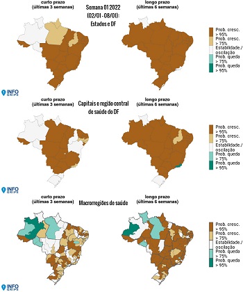 Mapas do Brasil mostrando a evolução da Covid-19 pelo país